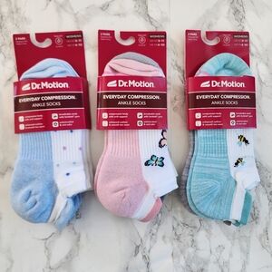 Dr. Motion Ankle Socks 6 Pairs Compression Socks Size Socks 9–11 Shoe 4-10
